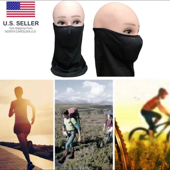 New Black Neck Gaiter Snood Face Mask Covering Bandana Scarf Reusable Breathable - Picture 5 of 6